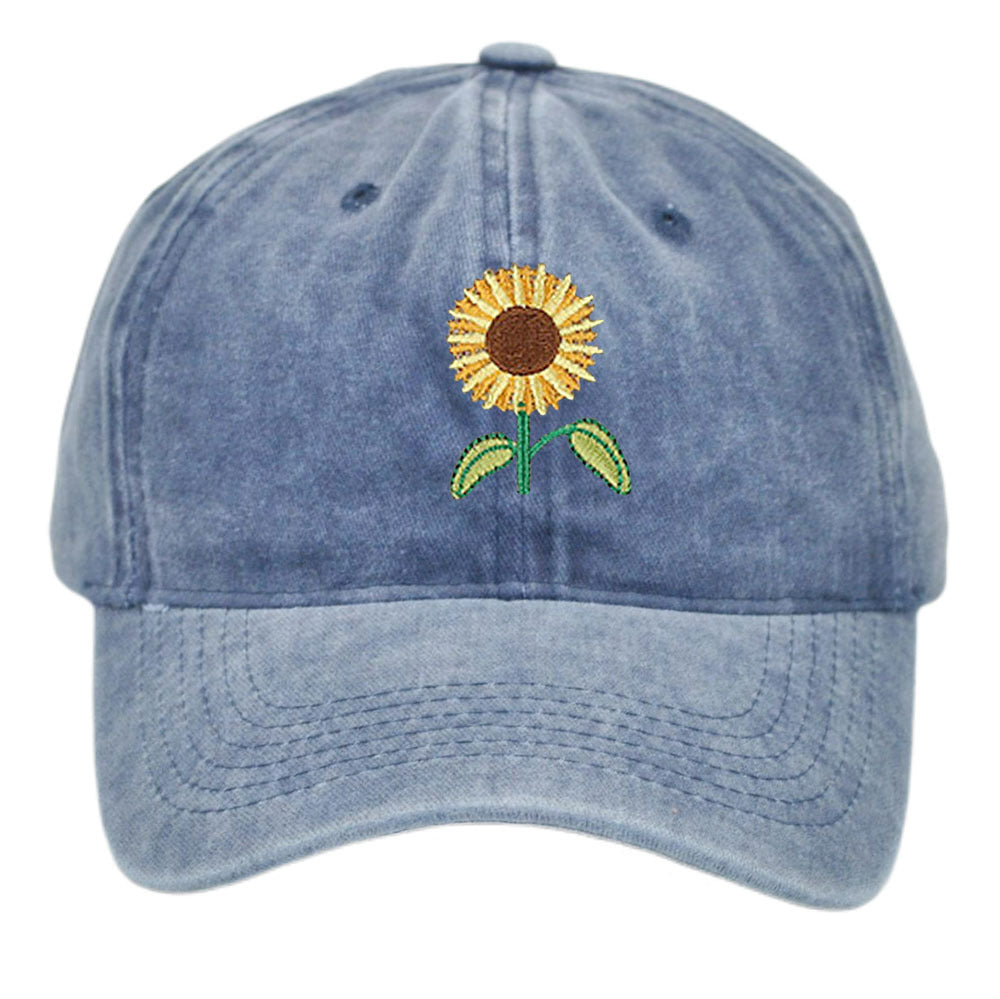 Wholesale Cotton Sunflower Embroidered Baseball Cap